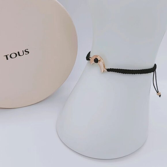 TOUS Bracelet Rose Vermeil Silver Super Power Bracelet with Cord and Spinel - Picture 1 of 9